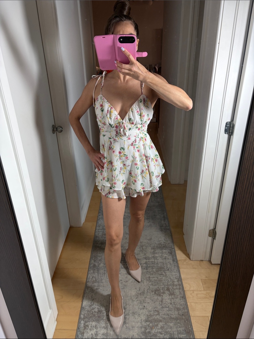 🔥BOGO FREE Forever 21 White Floral Spaghetti Strap Dress